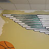 Art students paint basketball mural