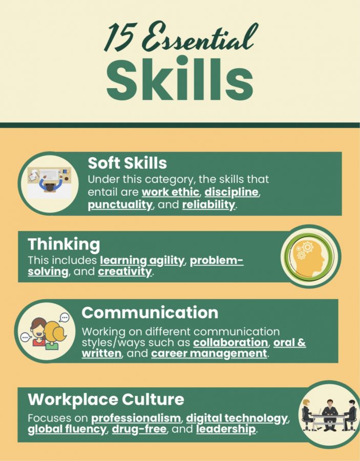 The 15 essential skills that are broken down into four subcategories. 