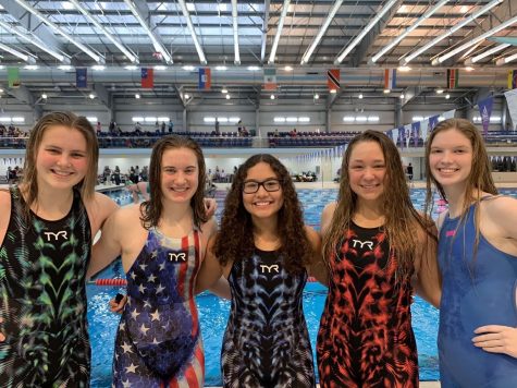 Girls team after Districts (2021). Pictured from left: Kate Weisbrod, Anna Perticarini, Genevieve Dimmerling, Alexandra Cirese, Emma Peterson.