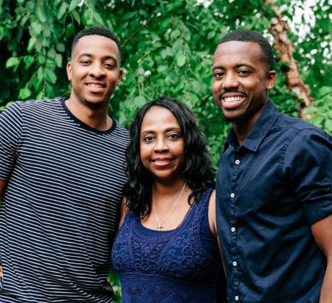 CJ and Erickk McCollum with their mother, Kathy Andrews