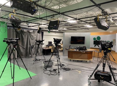 A picture of the video productions lab.  Recently students in Video Productions finished their documentary projects.