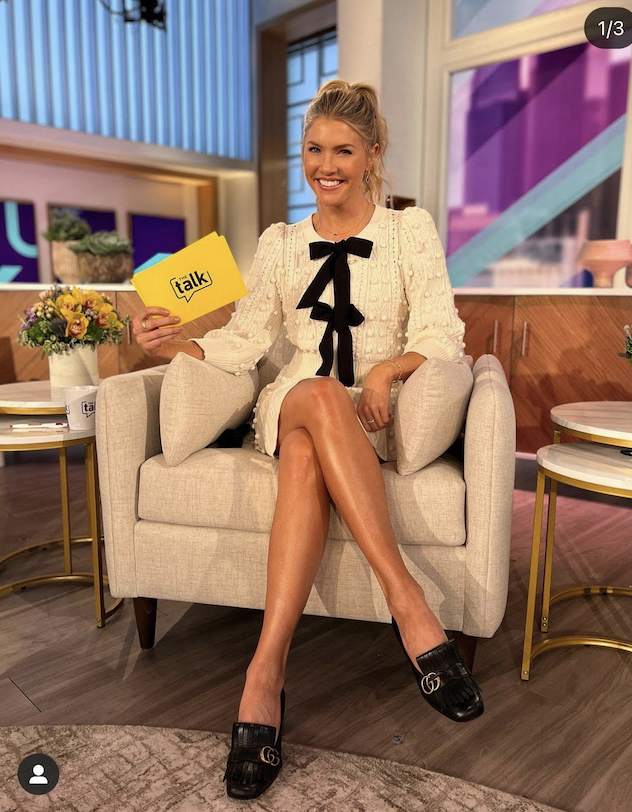 Amanda Kloots on the set of the tv show The Talk via her instagram.