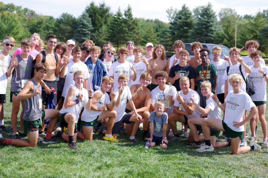 The cross country team celebrates a win at the Marlington Invitational.  The team  won Division 1 this day. 