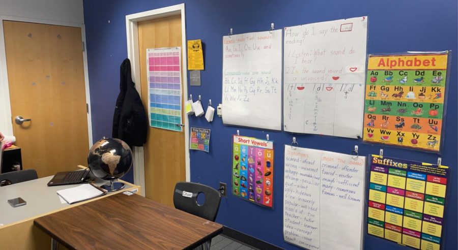 The C Hallway: A picture of Mrs. Perduks classroom in the upper C Hall, I hope this helps students learn that there is a difference between ELA and ELL, Perduk said.  