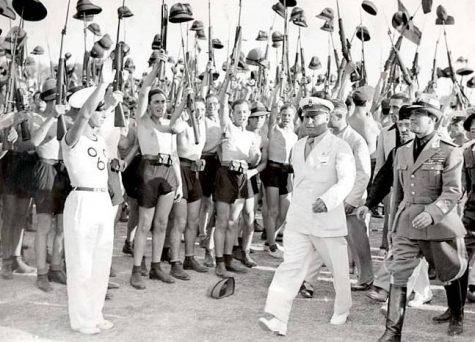 An image of Benito Mussolini and Blackshirt youth. 