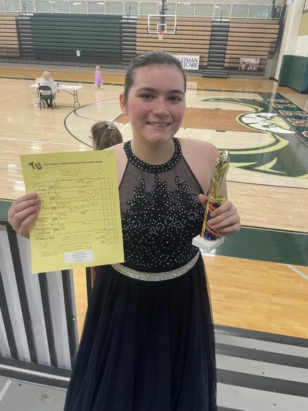 A New Trophy: Sophomore baton twirler Jessica Dick wins 2nd place in the Solo Dance Twirl 15+ Division. My main divisions are Advanced 15+  for Twirling Unlimited Competitions, and Advanced 13-15 for NBTA Competitions, Dick said. 
