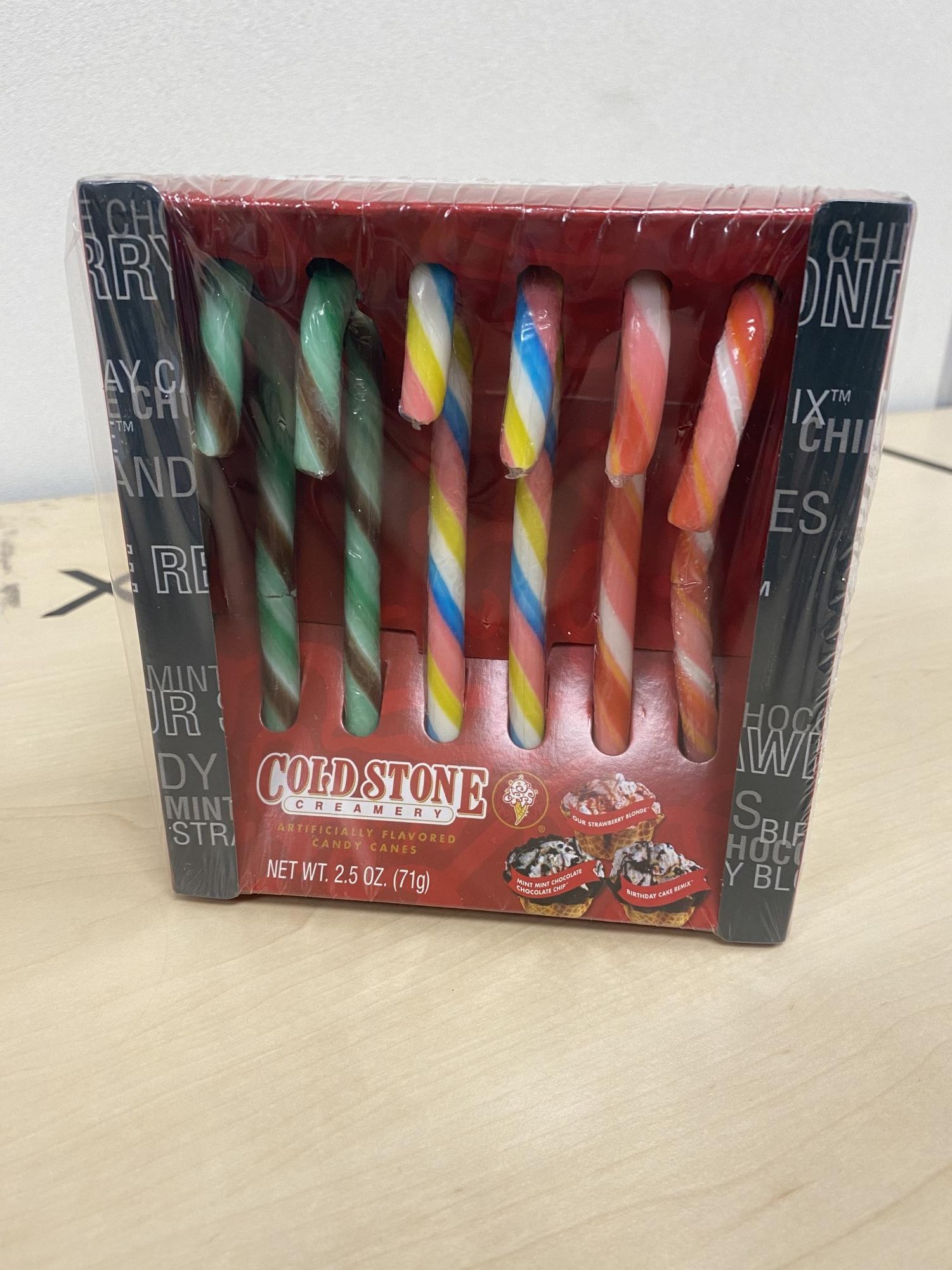 Birthday cake candy canes