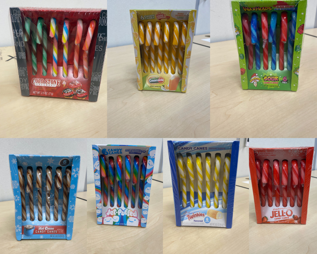 Pictured here are the seven different candy cane flavors we tried for you. 