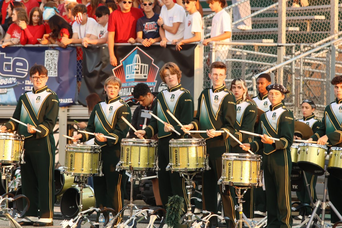 The drumline at a GlenOak football game