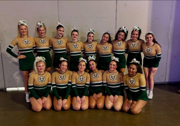 On a mission: GlenOak cheerleaders posing for a photo at NCA Cheer Nationals in Dallas, Texas. Top row: Holly Harper, Olivia Zets, Olivia McDaniel, Hayle Martin, Sophia Jordanides, Sophie Lemus-Gomez, Aniyah Rippey, Ameena Malka, and Delia Palomba. 
Bottom row: Anna McClure, Rayn Mclendon, Malia Mengeu, Kammora Cox, Brooklyn Knepp, and Jekhia Ballard. 
