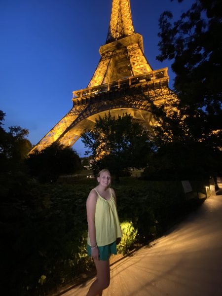 Peyton Teter in France.  Teter spent the past two summers traveling around with her mom.