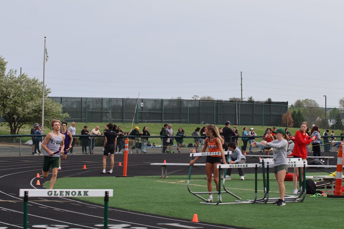Sophomore Talon Hamm runs the 4 by 800.  Hamm.  The 4 by 800 ran their season PR of an 8:05 during this Meet. 